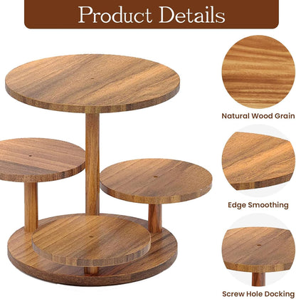 Voittozege 4 Tier Round Wood Cupcake Stand, Large Capacity Dessert Table Display Tower with Flower Shape, Rustic Farmhouse Tiered Tray Decor for Wedding and Birthday, Holds 50 Cupcakes