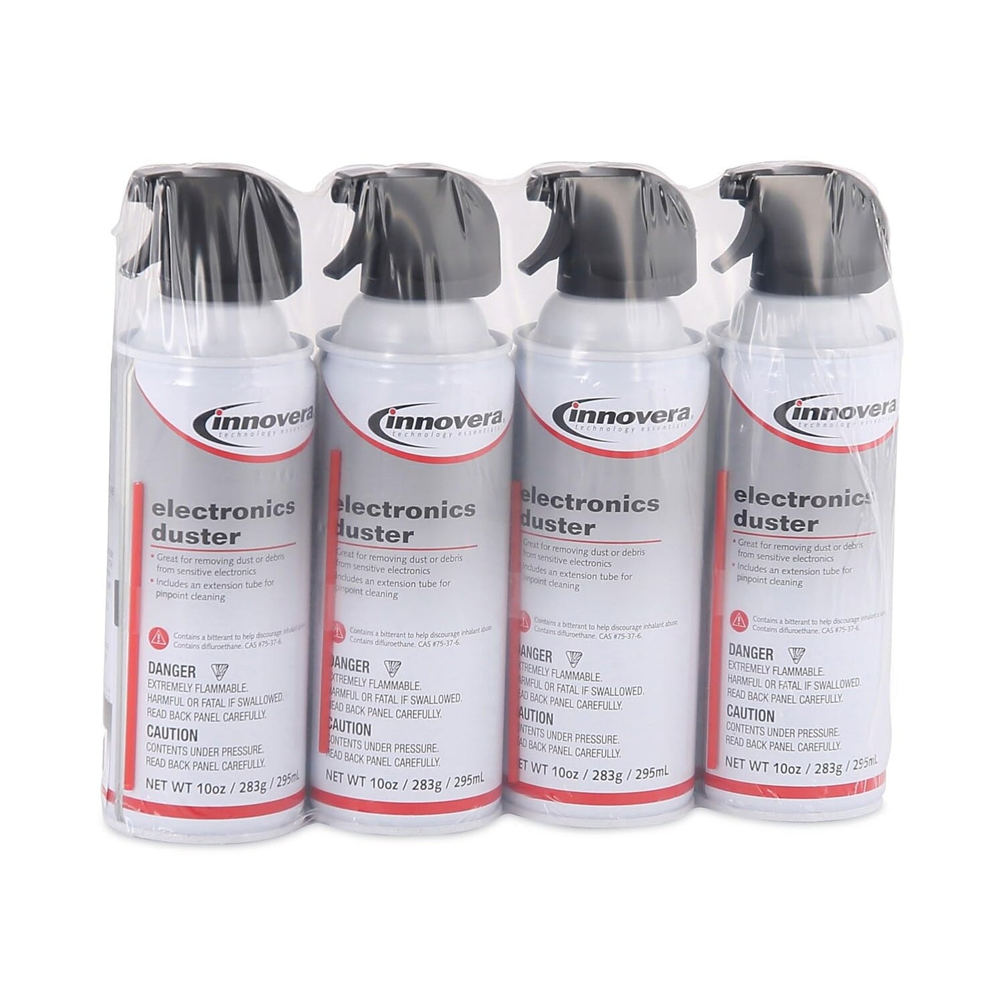 Innovera Compressed Air Duster Cleaner, 10 Oz Can, 4/Pack