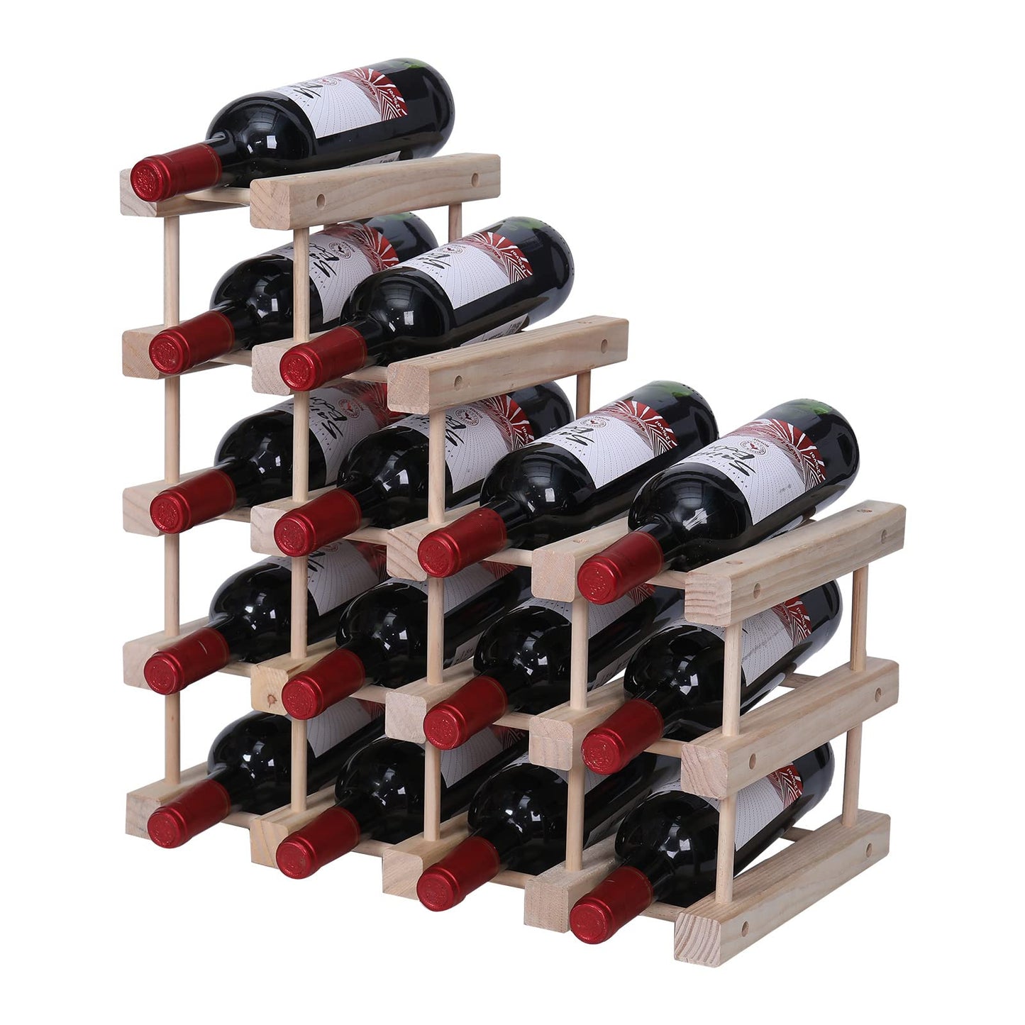 guilai Wooden Stackable Storage Modular Small countertop Wine Rack Cabinet,Freestanding for Floor Wood Wine Bottle Shelf (16bottle)