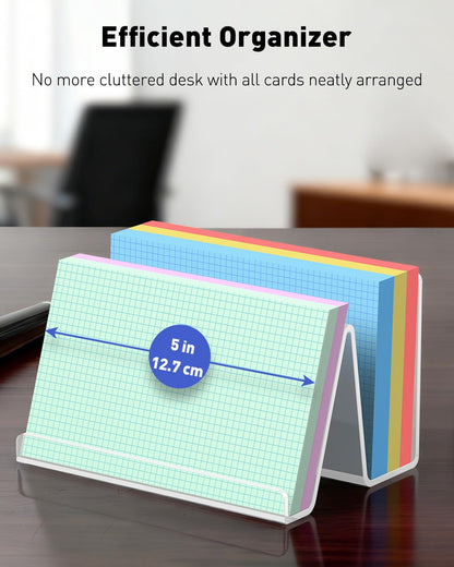 Uniclife 2 Pack 3x5 Index Card Holder, 5" x 3.2" x 3.2", Clear Acrylic Index Card Display Stand, Index Card Organizer, Postcard Holder, Horizontal Business Card Holder for Desk, 200 Card Capacity