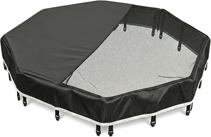 PJYuCien Octagonal Playpen Top Cover for 24" Side Metal Pet Pen, Half Mesh Half Oxford with Silver Coating & Snap Hooks, Predator & Weather Protection, Cozy Den for Puppy Small Animals, Black
