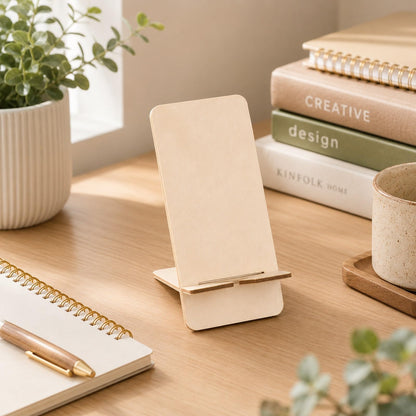 LOGOFUN 10pcs DIY Unfinished Wooden Phone Stand Blank Wood Phone Holder Creative Present for Birthday Friendship Craft