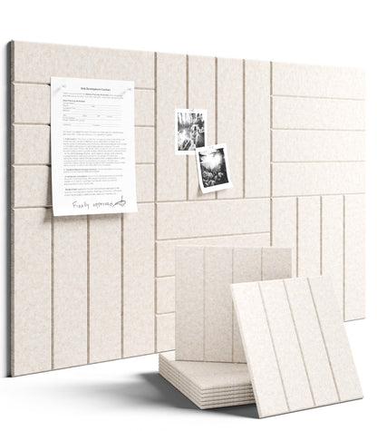 Fluxynara Felt Bulletin Board Tiles Large 36" x 24" Cork Board Alternative-6 Pack with 40 Adhesive Tabs, Thick Slat Wall Panels for Office Decor, Push Pin Board Wall Organizer Alternative - Oatmeal