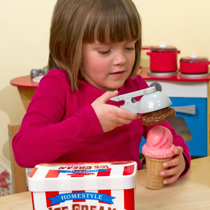 Melissa & Doug Scoop and Stack Ice Cream Playset, Magnetic Wooden Toys & Pretend Play Kitchen Accessories, Preschool Learning Toys for Girls & Boys 3+ - FSC Certified