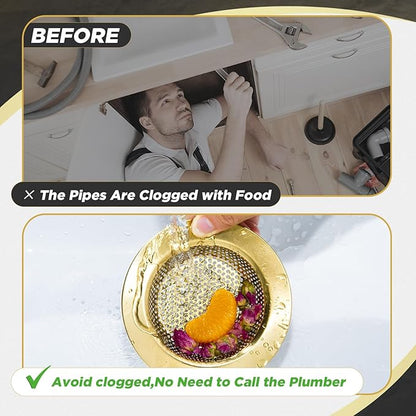 Mudder 3 Pcs Kitchen Sink Drain Strainer and Stopper Stainless Steel Garbage