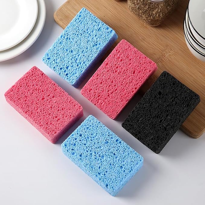 12 - Pack Non-Scratch Scrub Sponges - Sponges for Dishes and Washing Dishes, Cleaning Sponges for Kitchen Home Bathroom Cars, Funny Cut-Outs DIY for Kids (Blue)