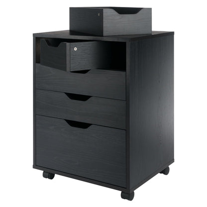 Winsome Halifax Mobile Storage Cabinet with 5 Drawers in Black, Stylish & Functional Home Storage Cabinet for Filing, Kitchen Organization, Moveable Furniture for Office, Dorms, Apartments