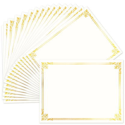 50 Sheets Certificate Paper for Printing,Gold Foil Metallic Border,8.5x11 inch Blank Award Certificate Paper,Laser & Inkjet Printer Compatible,For Office,Business Awards,School Diplomas（New Packaging）