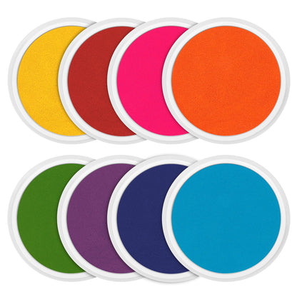 Nliyeisu 7 Inch Ink Pad Pads for Kids Washable, Large Stamp Pad with 8 Vibrant Colors, Non-Toxic Finger Paint & Stamp Pads Set for Arts and Crafts, Perfect for Children's DIY Projects, Home School Use