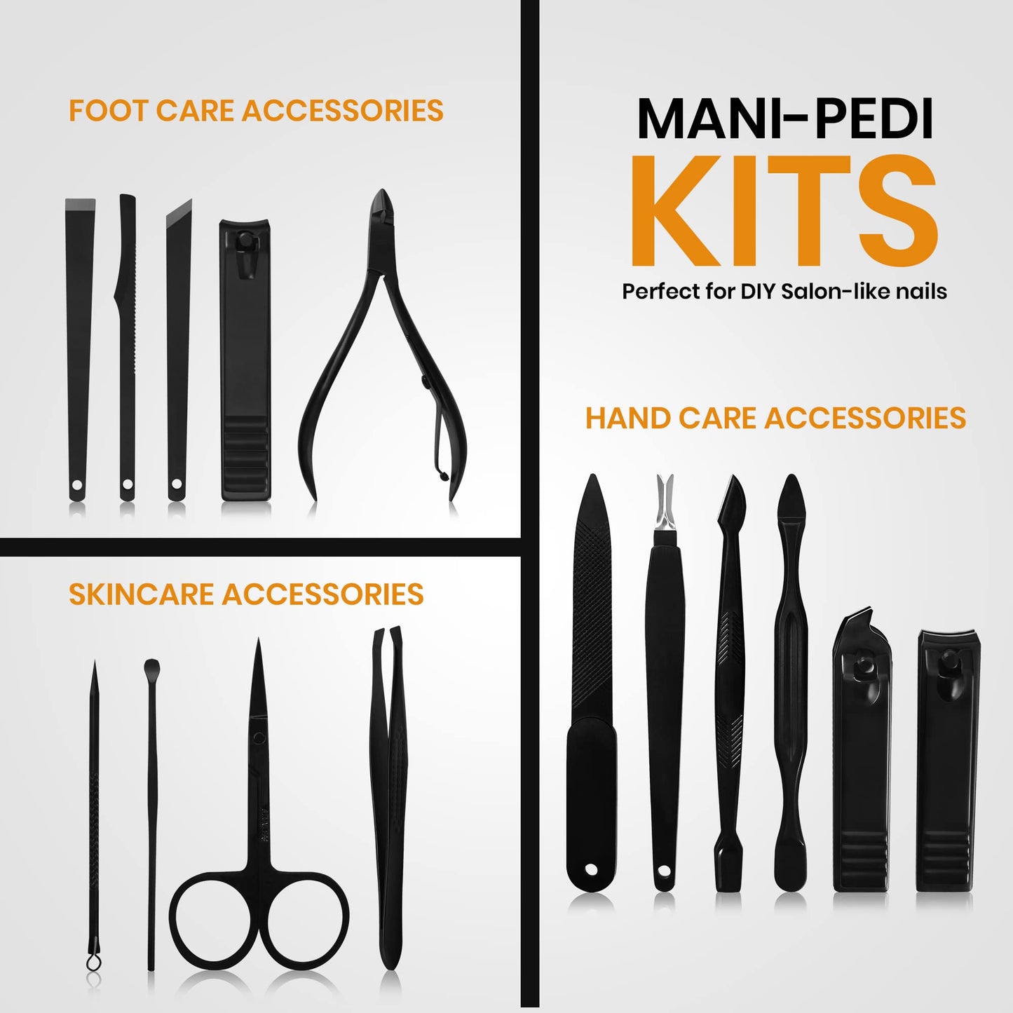 Utopia Care Nail Clippers Professional Nail Kit or Manicure Kit for Women and Men, Stocking Stuffers or Groomsmen Gifts 16Pcs Pedicure Set for Fingernail, Toenail Clippers with Travel Case