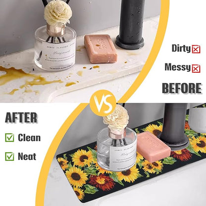 Sink Faucet Absorbing Mat, 2 Pack Drying Mat Around Faucet Sink Splash Guard