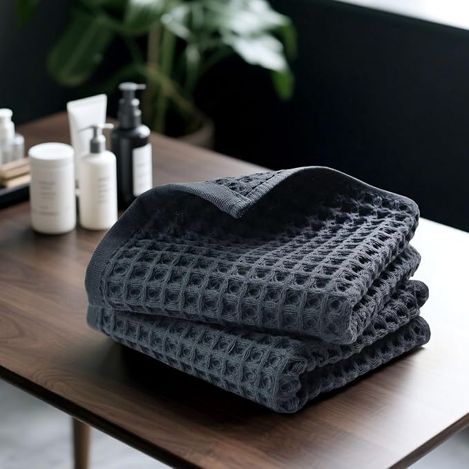 Jacquotha Waffle Hand Towels for Bathroom 2-Piece – Cotton Quick Dry Lint Free