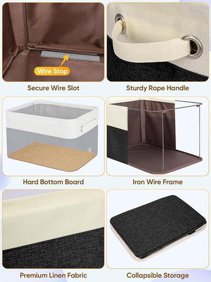BALEINE 1 Pack Fabric Closet Storage Bins for Shelves, Linen Closet Organizers and Storage, Decorative Baskets for Organizing, Shelf, Clothes, Home, Office (Black, 12"x8"x8")