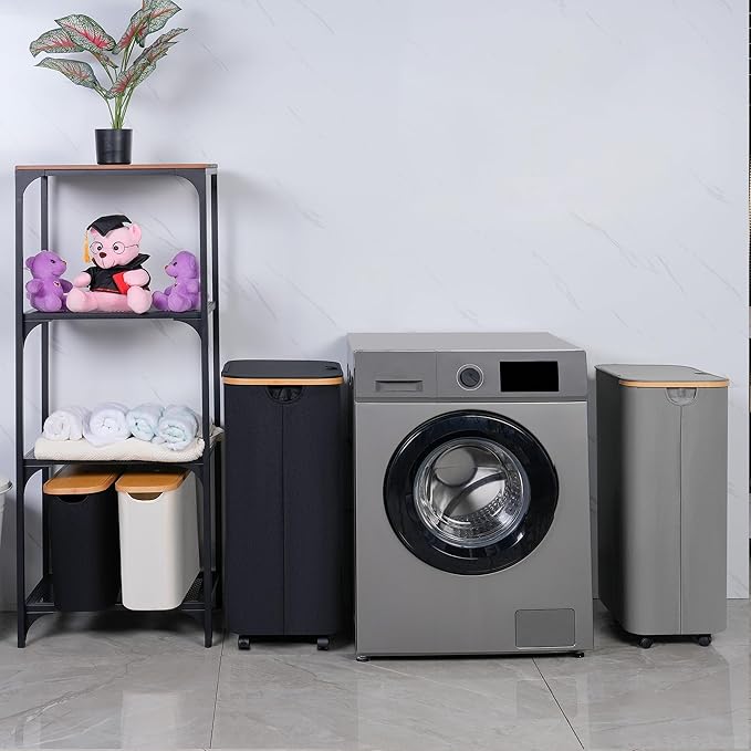 Laundry Basket with Wheels, 110L Beige Clothes Hamper