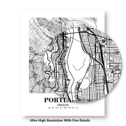 Eleville 11X14 Unframed Portland Oregon City View Abstract Road Modern Map Art Print Poster Wall Office Home Decor Minimalist Line Art Hometown Housewarming wgn453