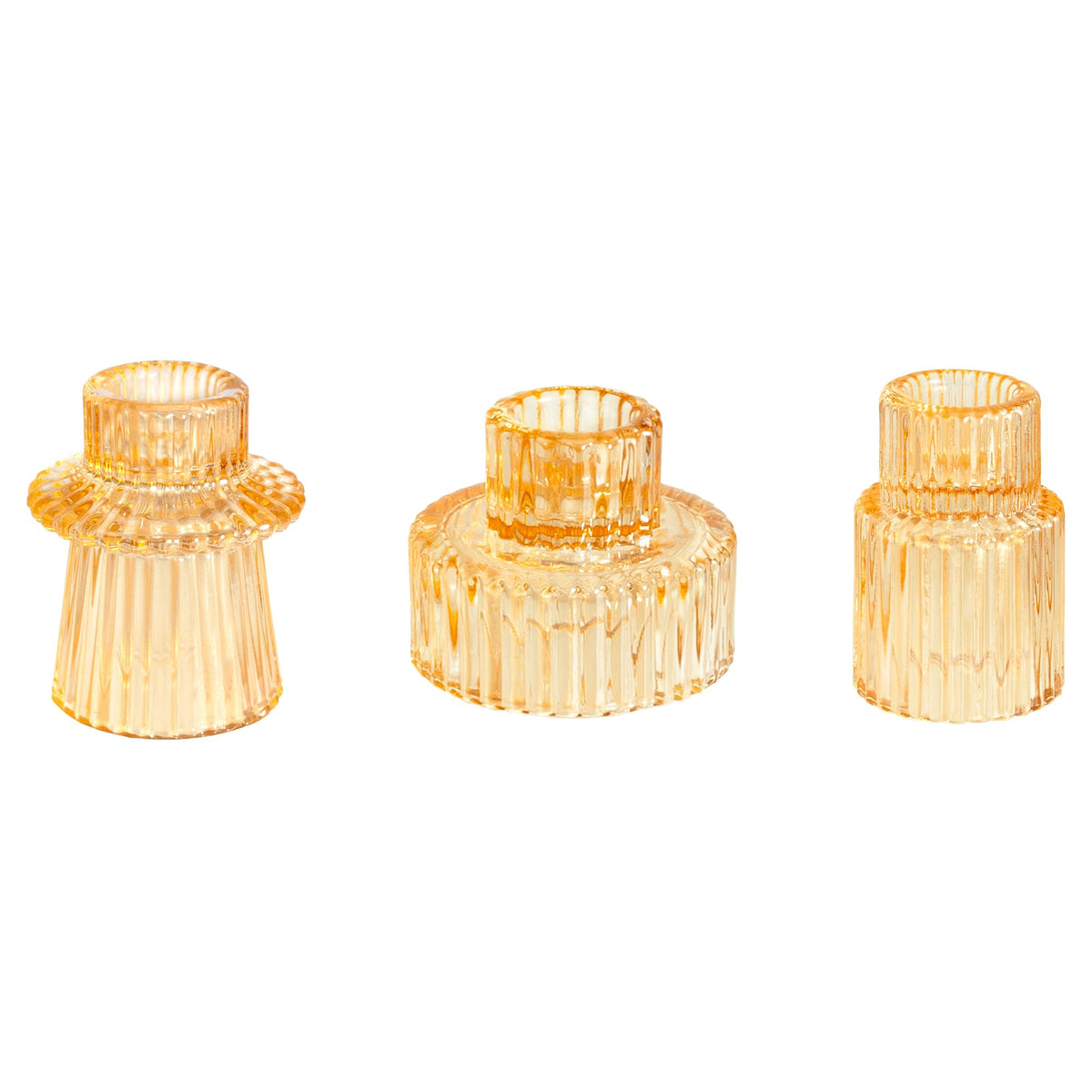WELLIFE 3 Pcs Gold Glass Candle Holder, Taper Candle Holder, Gold Candlestick Holders for Party, Wedding Decorations, Table Centerpieces and Thanksgiving