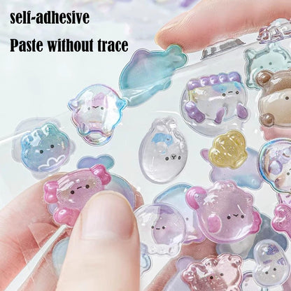 3D Puffy Stickers 200+ Cute Cartoon Resin Decorative Stickers for Phone Case Notebook Scrapbooking Planner Journals Laptop Decoration Reusable Mini Puffy Stickers 4Pcs