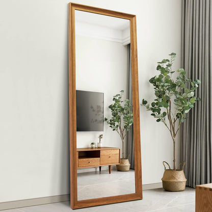 TheiaMo Full Length Mirror Wood Frame, 65x22in Floor Mirror Wall Full Body Mirror with Standing, Leaning Hanging for Bedroom,Living Room, Large Wooden Frame, Dark Wood