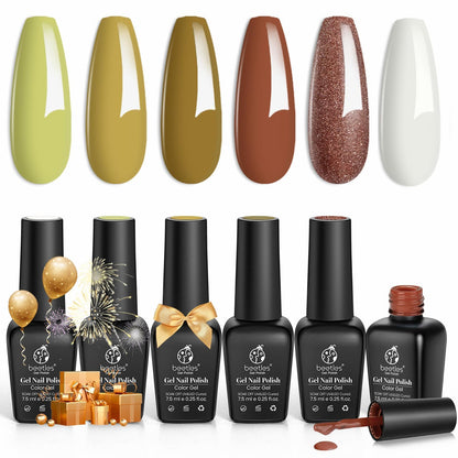 Beetles Jelly Gel Nail Polish Set, 6 Colors Milky White Nude Pink Brown Sheer Gel Polish Kit Nail Concealer Translucent Effect Soak Off Uv French Nail Art Gift for Women Ultimate Monochrome Collection