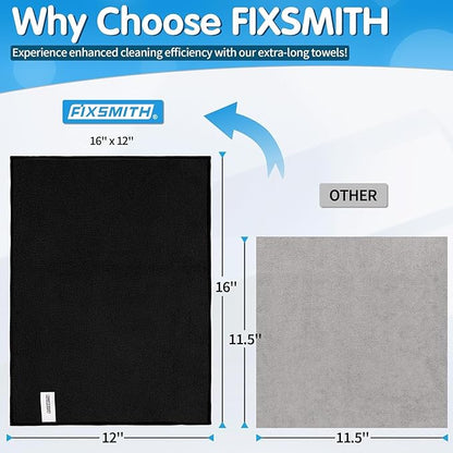 FIXSMITH Black Microfiber Cleaning Cloth -Pack of 50, Highly Absorbent Cleaning