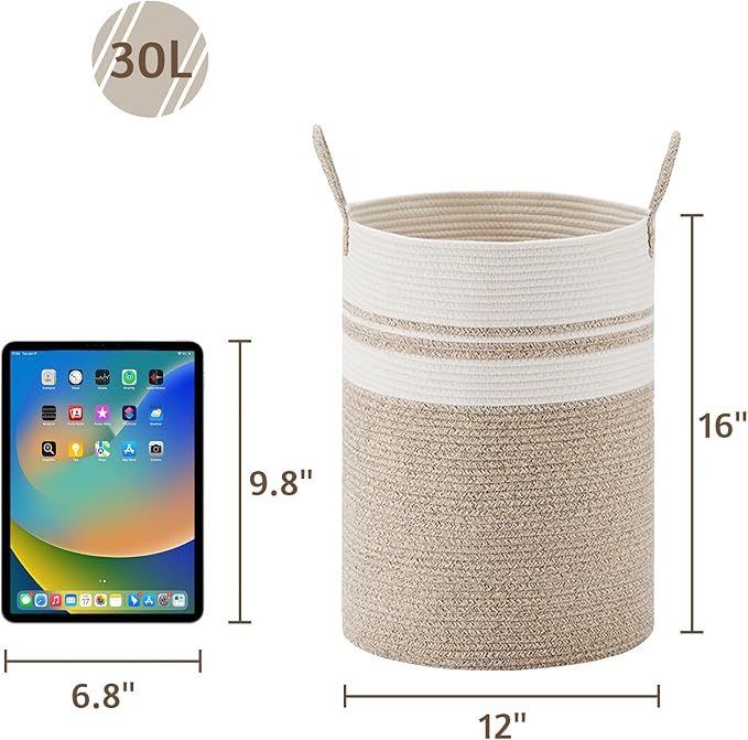 VIPOSCO Tall Laundry Hamper, Woven Rope Storage Basket
