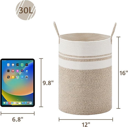 VIPOSCO Tall Laundry Hamper, Woven Rope Storage Basket