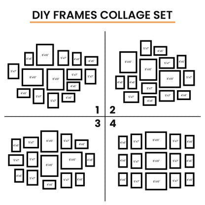 Venusmiles 15 Pack Picture Frames Collage Wall Decor, Gallery Frame Set for Wall Mounting or Tabletop Display, Multi Sizes Including 3pcs 8x10, 6pcs 5x7, 6pcs 4x6, Walnut