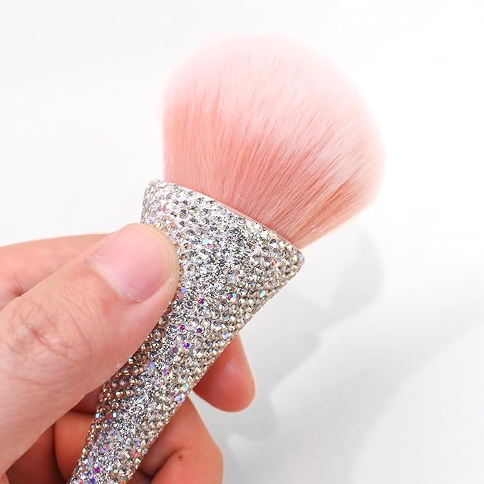 WOKOTO 1pcs White Shiny Rhinestone Nail Art Dust Brushes