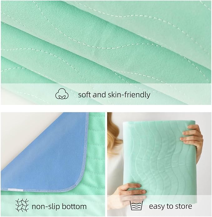 Pee Pads for Adults, Kids and Pets, Cotton-Like Surface, Machine Washable, 100% Leak Prevention with Waterproof TPU Layer (2 Pack, 34*36 inch)