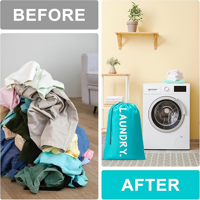 4 Pack XL Travel Laundry Bag, Machine Washable Dirty Clothes Organizer