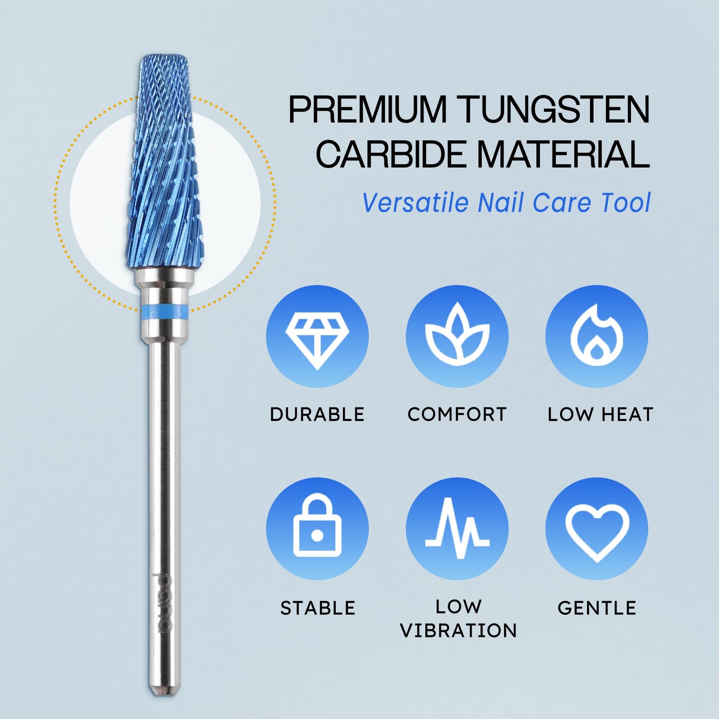 PANA Nail Carbide 5 in 1 Bit - Two Way Rotate use for Both Left and Right Handed - Fast Remove Acrylic or Hard Gel - 3/32" Shank - Manicure, Nail Art, Drill Machine (Fine - F, Silver)