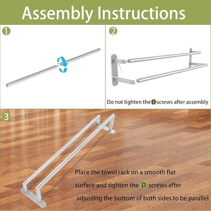 Towel Rack for Bathroom, Double Towel Bar 24Inch, Stainless Steel Bathroom Towel Holder, Double Towel Hanger Wall Mounted Towel Rod, Bathroom Towel Rack(Brushed Nickel)