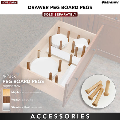 Rev-A-Shelf Pegboard Drawer Divider Organizer, Trim to Custom Fit Wooden Kitchen Cabinet Storage Utensil, Pots & Dish Rack, 39" x 21", 4DPS-3921