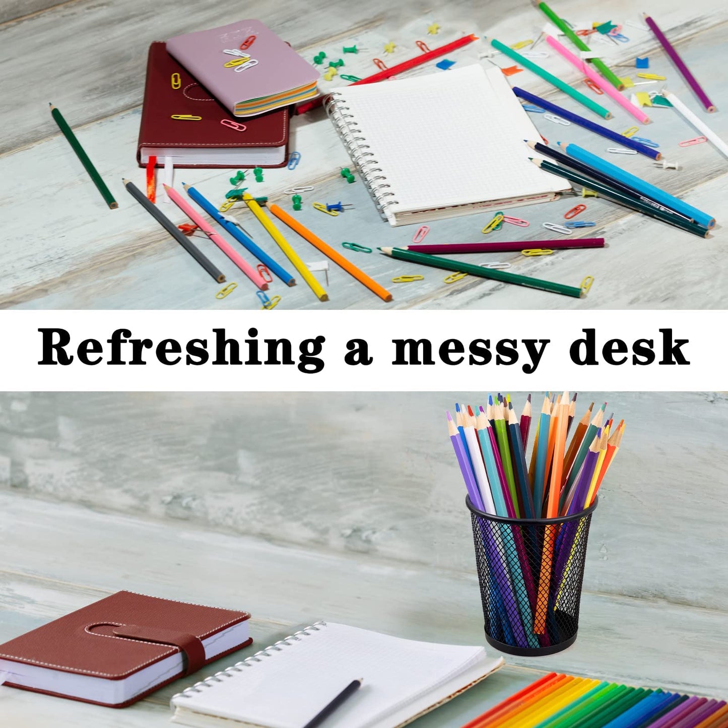 Gwybkq Pen Holder for Desk Mesh Pen Cups Metal Pencil Holder 12 Packs Desk Organizers and Storage