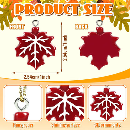 DTOFOOT 48Pcs Fall Ornaments Resin Maple Leaf Ornaments for Tree Thanksgiving Tree Decorations Autumn Harvest Hanging Pendants Charms with String for Wreaths DIY Crafts Farmhouse Home Wall Decor
