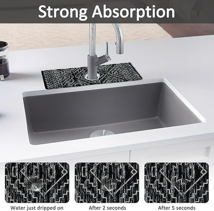 2PCS 15" X 5.5" Kitchen Sink Splash Guard Faucet Mat Aztec Super Absorbent Fast