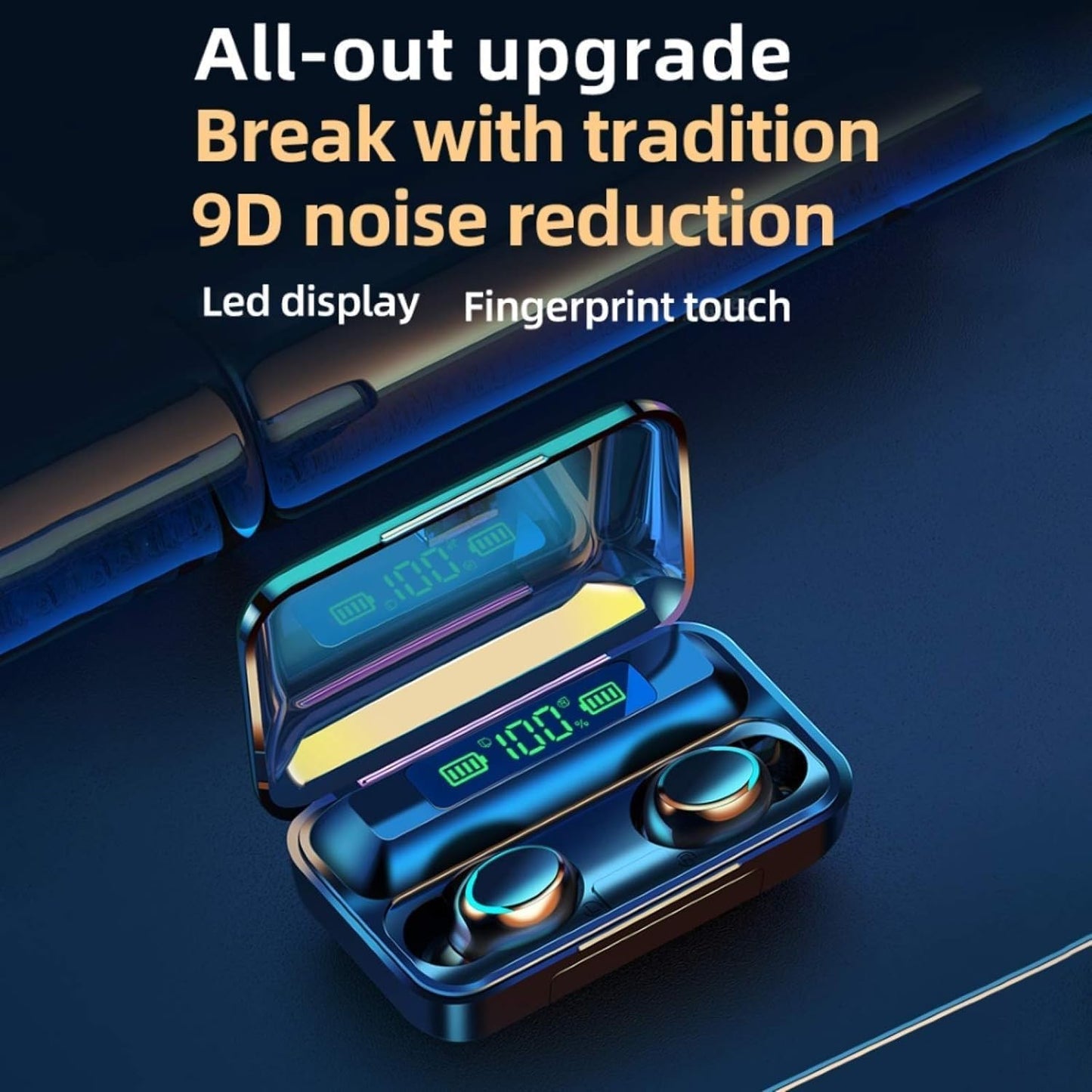 MOYAWSDGN Wireless Earphones, Wireless Earbuds, HiFi Stereo, Bluetooth 5.3 Touch Control Noise Rduction Headphones, Mini Eear Buds Mic in-Ear Headphones IP7 Waterproof Led Display for Smartphone