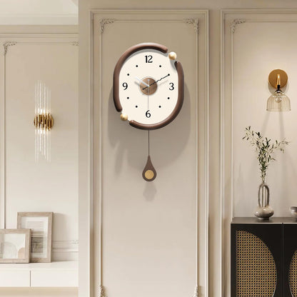 FIXNEO Wood Wall Clock Decorative for Living Room Decor 14 Inch Modern Design - Quiet Battery Operated Wall Clock Non Ticking Analog Quartz Movement, for Farmhous,Kitchen,Bedrooms