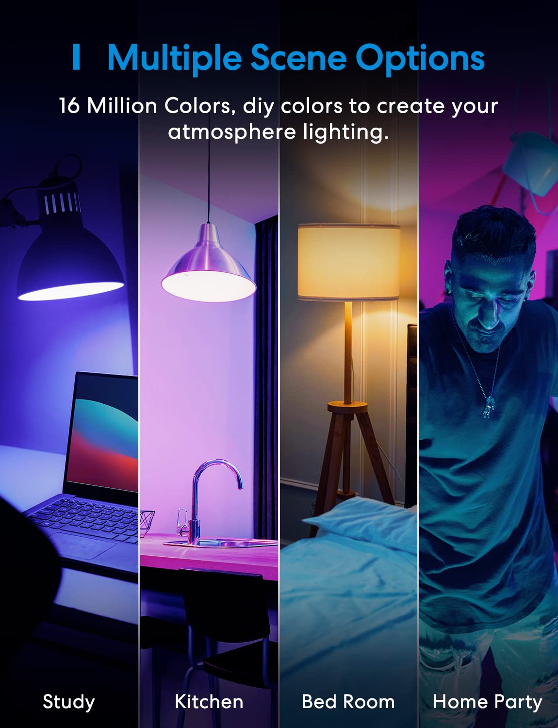 meross Smart Light Bulb, Smart WiFi LED Bulbs Compatible with Apple HomeKit, Siri, Alexa & Google Home, E26 2700K-6500K, 900 Lumens RGBWW 60W Equivalent, 1 Pack