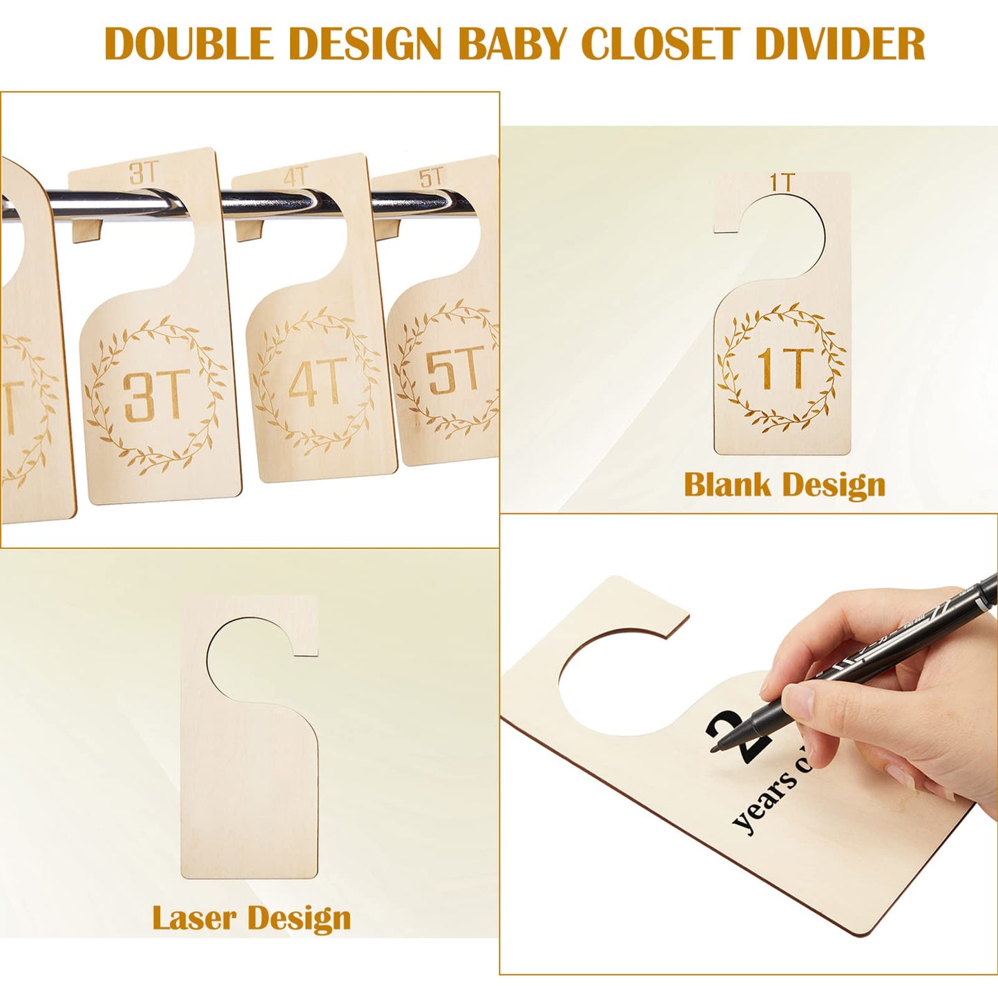 Patelai 7 Pcs Wooden Baby Closet Dividers for Clothes Organizer 1T to 7T Hanger Closet Dividers Nursery Organization for Home Baby Kids Newborn Infant Clothes(Wood)