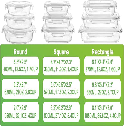 HOMBERKING Glass Food Storage Containers