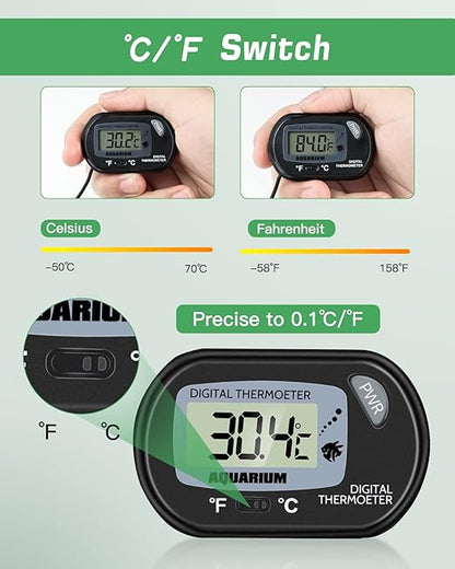 Zacro 2 Pack Digital Aquarium Thermometer, Fish Tank Thermometer, Water Thermometer with Large LCD Display,Reptile Thermometer for Fish Tank Water Terrarium