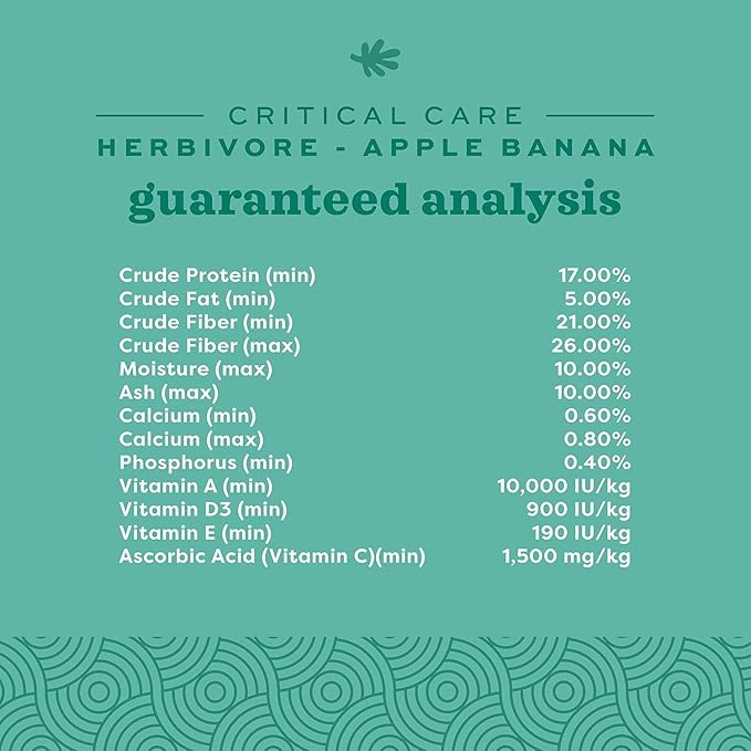 Oxbow Critical Care Herbivore Assist Feeding Formula for Rabbits & Guinea Pigs, High Fiber Timothy Hay Recovery Food, Natural Apple Banana Flavor, Vet Recommended Emergency Nutrition, 454g 2 Pack