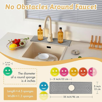Diatomite Kitchen Sink Water Splash Guard, Modern Stylish Faucet Handle Drip