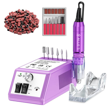 Professional Nail Drill Machine 30000 RPM Efile Electric Nail Filer Kit for Finger Toe Nails, Acrylic Gel Nails, Manicure Pedicure Drill with 6Pcs Nail Bits, 106Pcs Sanding Bands - Pink