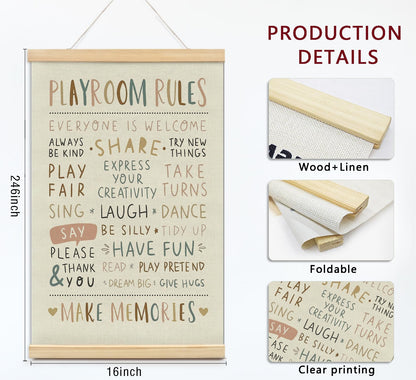 foedor Playroom Wall Decor,Play Room Rules Wall Decor for Kids Play Game Room Bedroom Nursery Home School Playroom Essentials, Boho Nursery Decor for Kids Room Nursery Home school,16x24 Inch