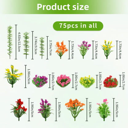 75pcs Model Trees 1.96-4.92" Mixed Diorama Model Tree Colourful Flower Trees Grass Architecture Mini Trees for Crafts Building Model Railway Scenery Landscape Supplies (Style 06)