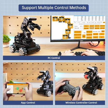 HIWONDER ROS2 Robot Car with ChatGPT Large AI Models, 6DOF Robotic Arm SLAM Mapping Navigation AI Vision Voice Control Scene Understanding ROS Education, LanderPi Starter Kit Without RaspberryPi