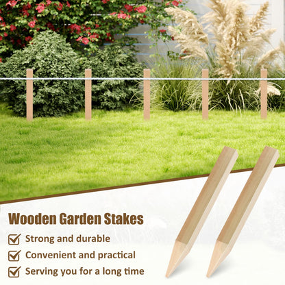 Yardwe 5Pcs Wooden Garden Stakes, 12 Inch Grade and Survey Stakes for Building and Lawn Fence Decoration, Garden Sign Posts for Plant Support and Outdoor Use