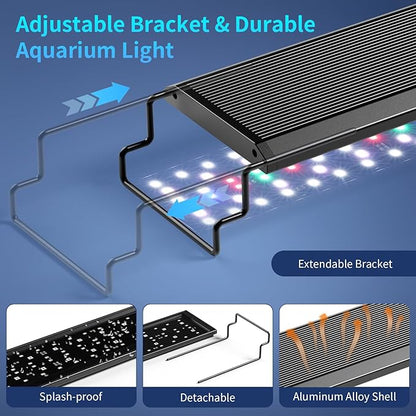 hygger Aquarium Light, 35W Full Spectrum Fish Tank LED Light, 24/7 Remote Control Adjustable Timer, Brightness and Color, Extendable Bracket, Power-Off Memory Plant Growth Lamp, Fits 24-30 Inch Tank